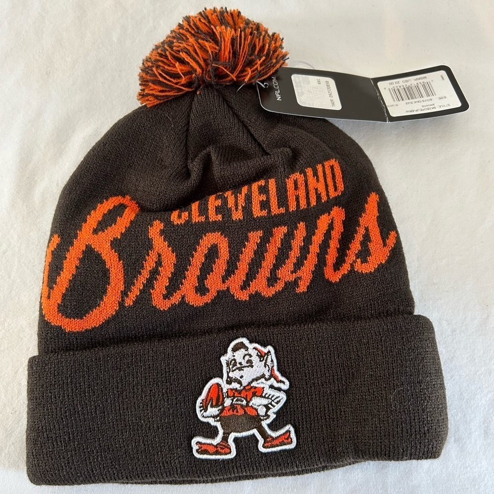 NWT NFL‎ Cleveland Browns Kids Beanie - Brown and Orange